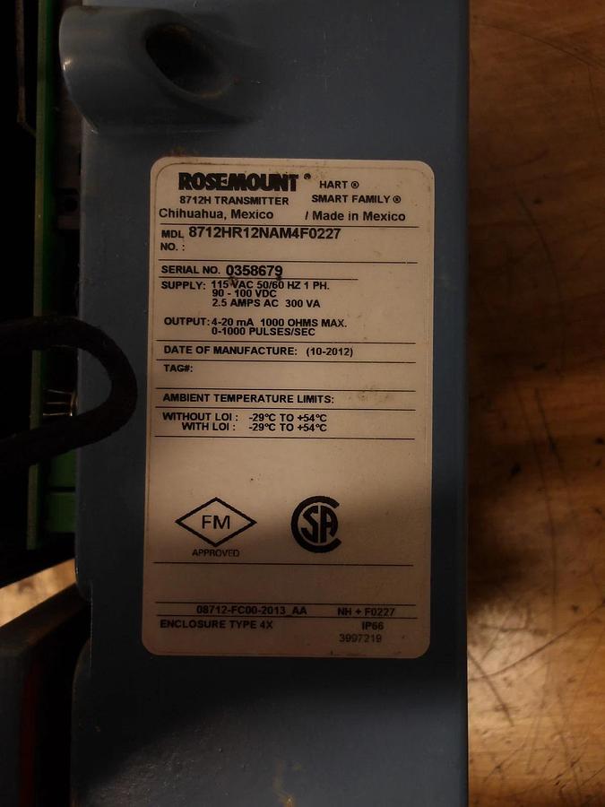 Used ROSEMOUNT 8712HR12NAM4F0227 TRANSMITTER CONTROLLER, #1125957G PARTS ONLY