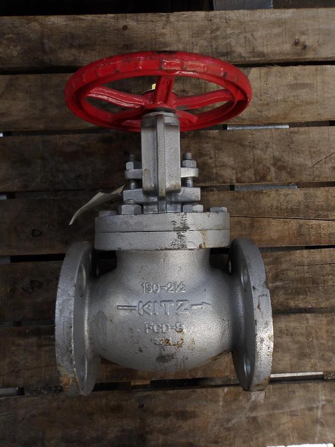 Used KITZ 2-1/2" DUCTILE IRON GLOBE VALVE FCD-S, #7141033G NEW