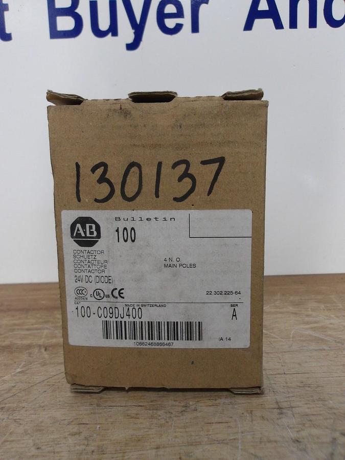 ALLEN BRADLEY 100-C09DJ400 CONTACTOR, SER A, 4 P, #57143G NIB