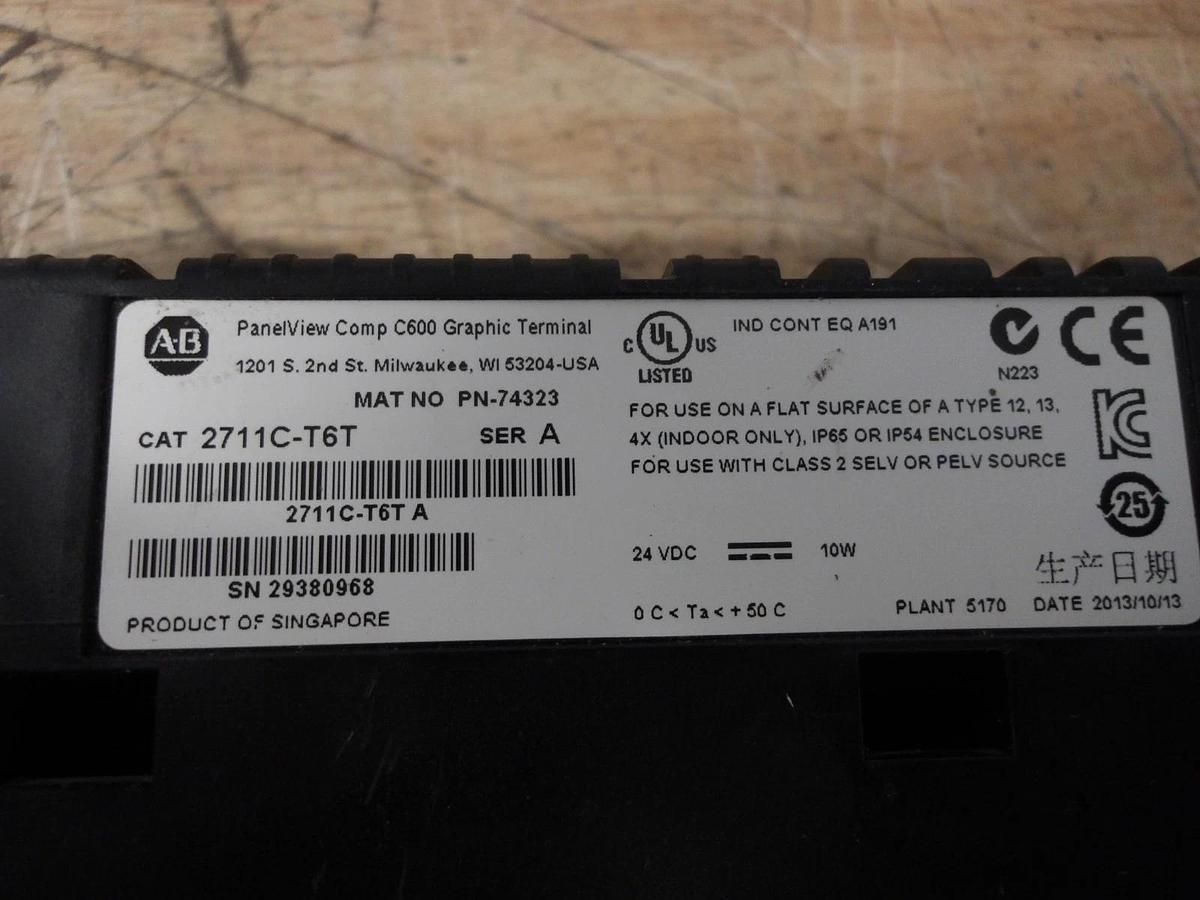 Used ALLEN BRADLEY C600 PANELVIEW 2711C-T6T, 24 V, #629905G USED
