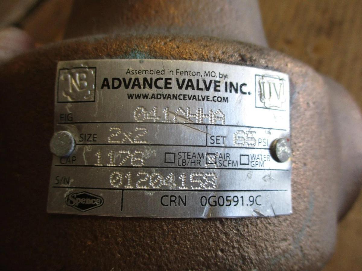 Used SPENCE/ADVANCE VALVE 2" X 2" BROZE RELIEF VALVE, #610326J NEW