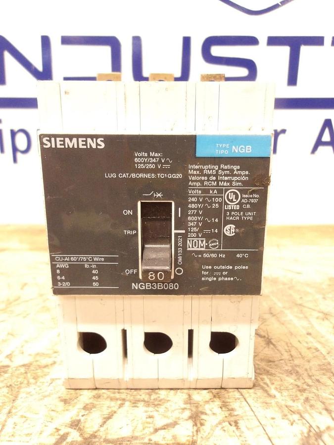 Used SIEMENS 80 AMP BREAKER 240-480/600 V, #78856G NEW