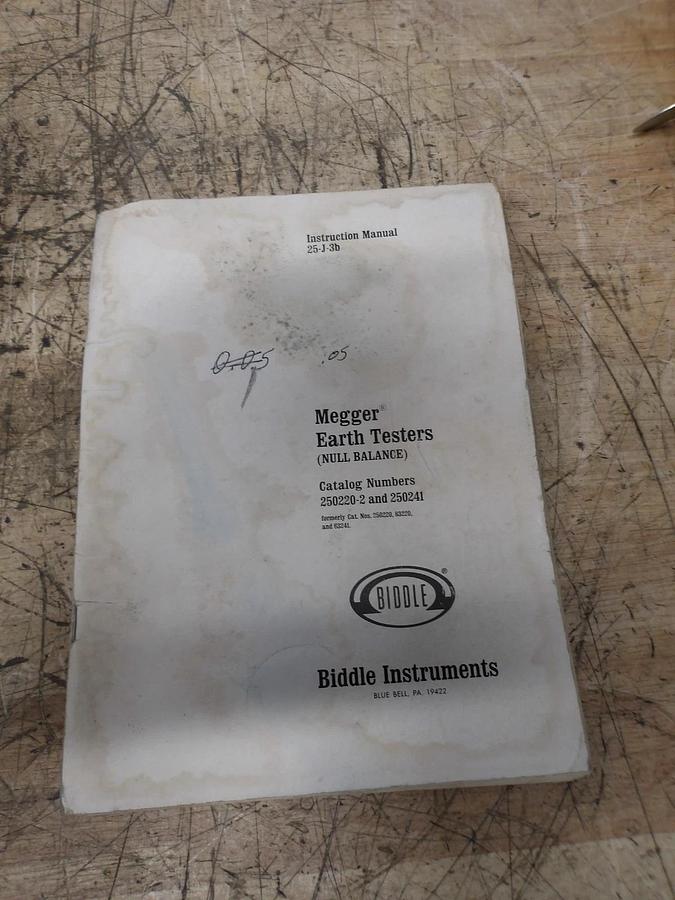 Used BRIDDLE MEGGER 250241 EARTH TESTER, #317143G USED