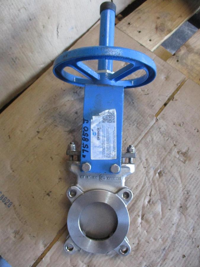 Used ORBINOX 3" STAINLESS KNIFE GATE VALVE 20-3636RI, #75850J USED