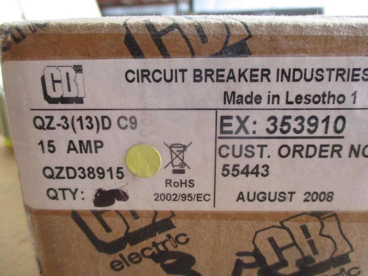 CBI QZ-3(13)D C9 CIRCUIT BREAKER 15 AMP (BOX OF 3) #4251005J NIB