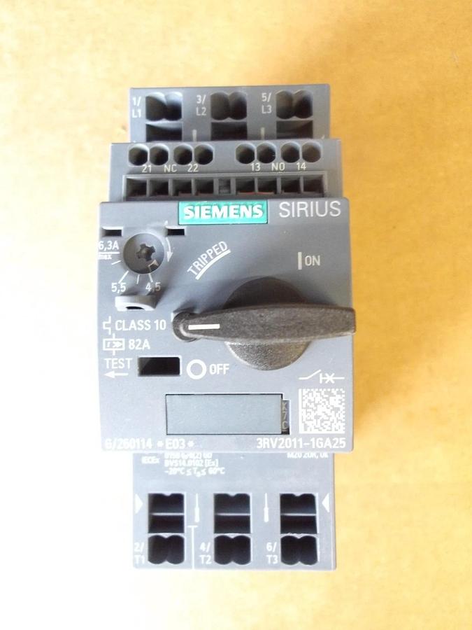 SIEMENS 3RV2011-1GA25 CIRCUIT BREAKER 4.5/6.3 AMP, #113141G NIB