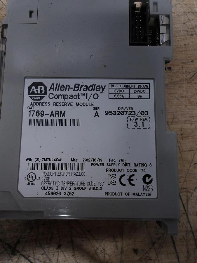 Used ALLEN BRADLEY 1769-ARM MODULE, #54926G USED