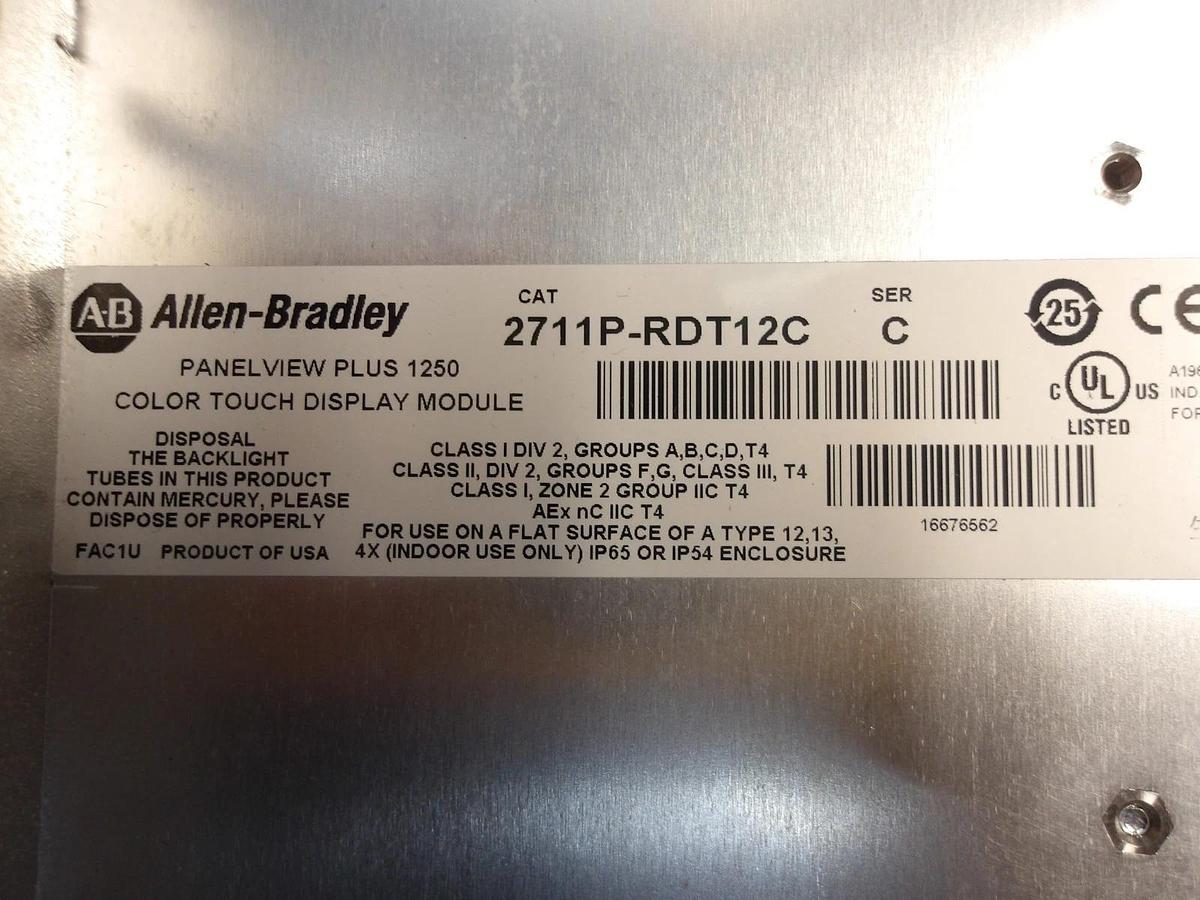 Used ALLEN BRADLEY 2711P-RDT12C PANELVIEW PLUS 1250, #2261016G NEW