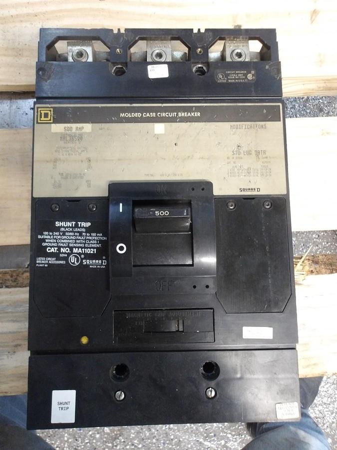 Used SQUARE D 500 AMP CIRCUIT BREAKER MAL36500, #3301038G USED