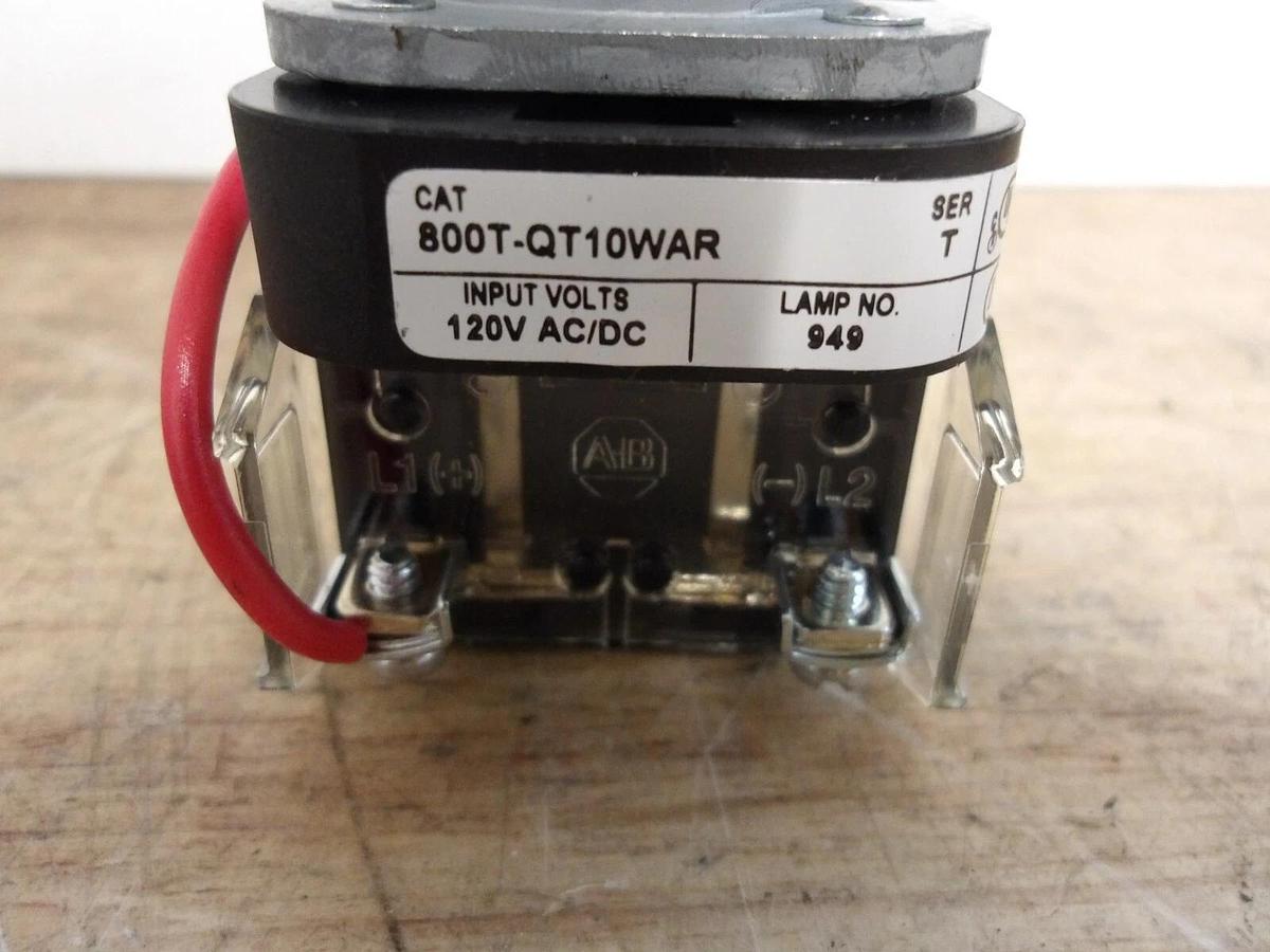 ALLEN BRADLEY 800T-QT10WAR PUSH-TO-TEST PILOT LIGHT, #5201003G NIB