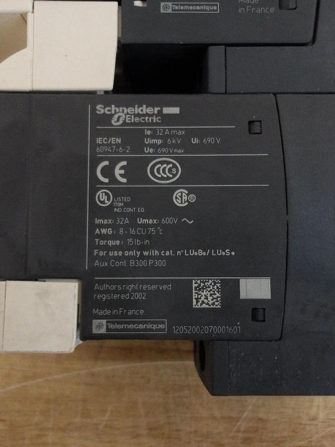 SCHNEIDER LU2B12BL REVERSING POWER BASE 12 A, 24 V, #226927G NIB