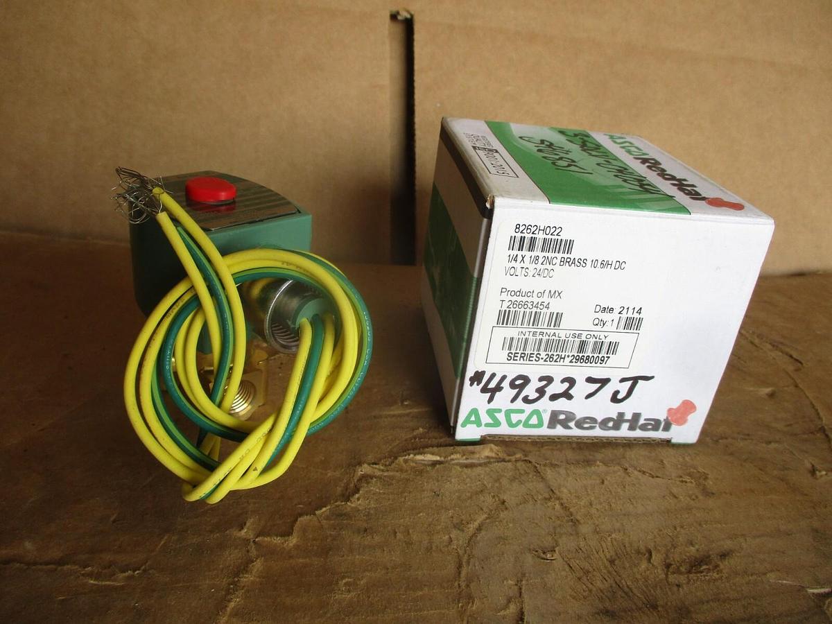 ASCO RED-HAT II 1/4" BRASS SOLENOID VALVE 8262H022, #49327J NIB