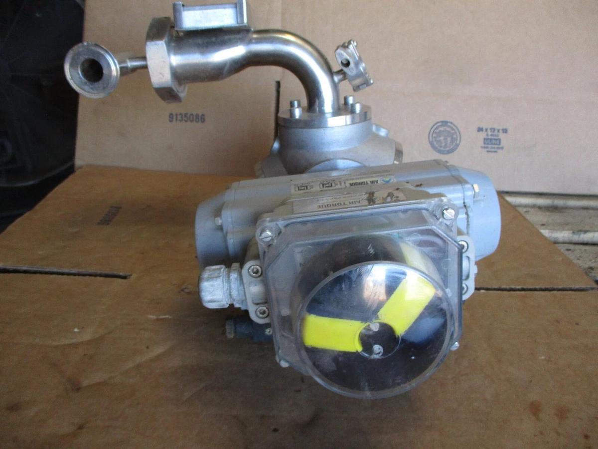 Used HYGIENIC PIGGABLE 3-WAY STAINLESS 1-1/2" DIVERTER VALVE W/ ACTUATOR, #971026J