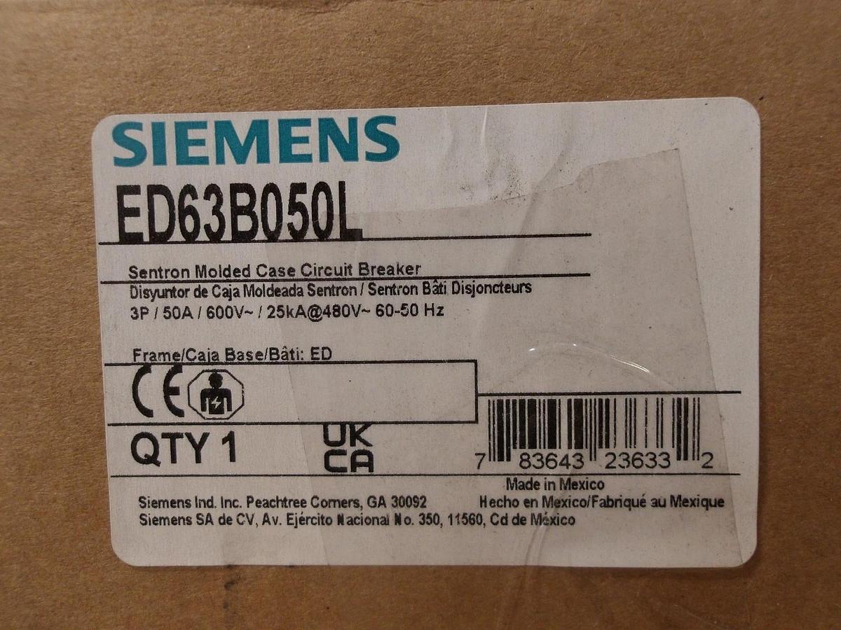 SIEMENS 50 AMP ED CIRCUIT BREAKER, 600 V, #512830G NIB