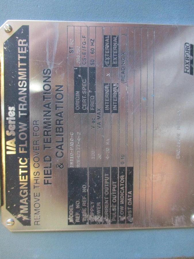 Used FOXBORO IMT10 MAGNETIC FLOW TRANSMITTER, #711037J USED