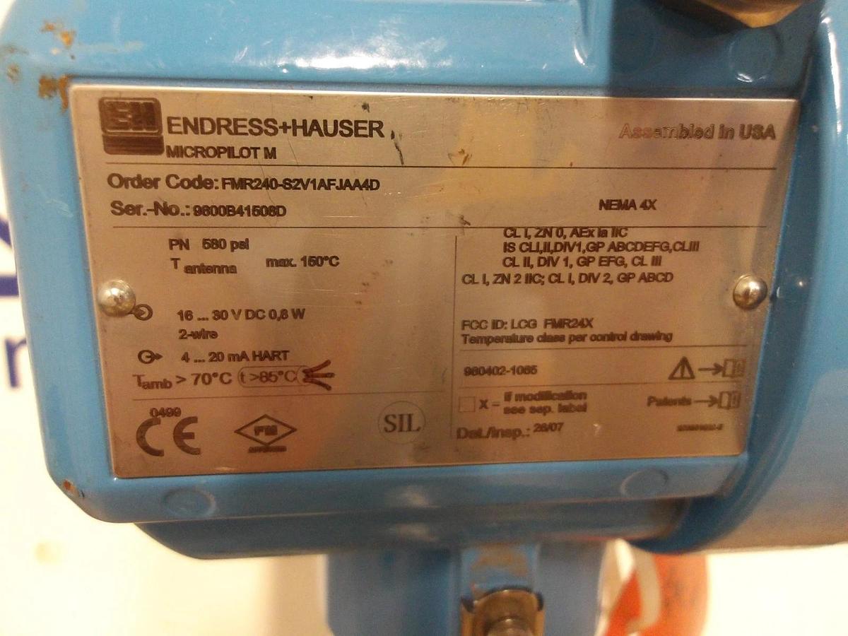 Used ENDRESS HAUSER FMR240-82V1AFJAA4D MICROPILOT M LEVEL TRANSMITTER, #829918G NEW