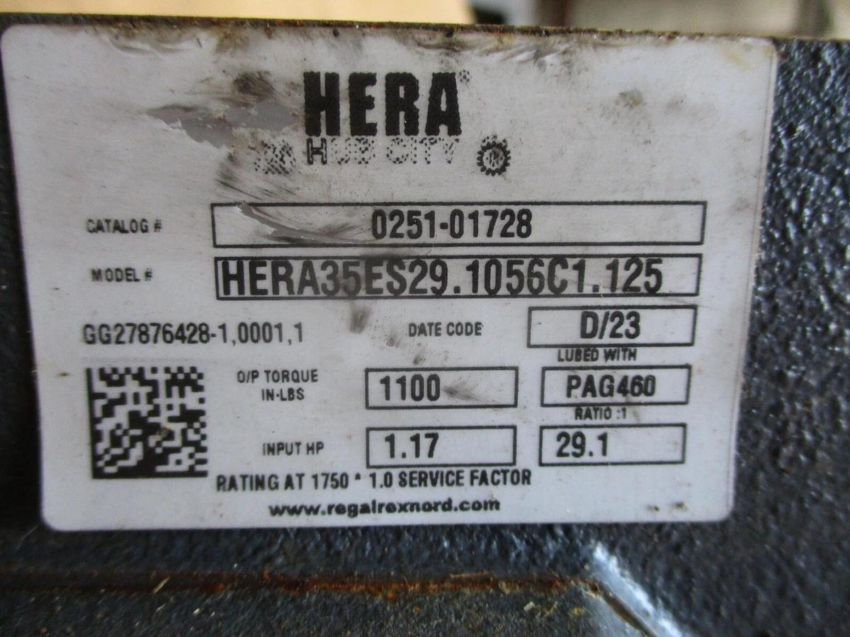 Used HUB CITY 0251-01728 HERA GEAR REDUCER, #624335J USED