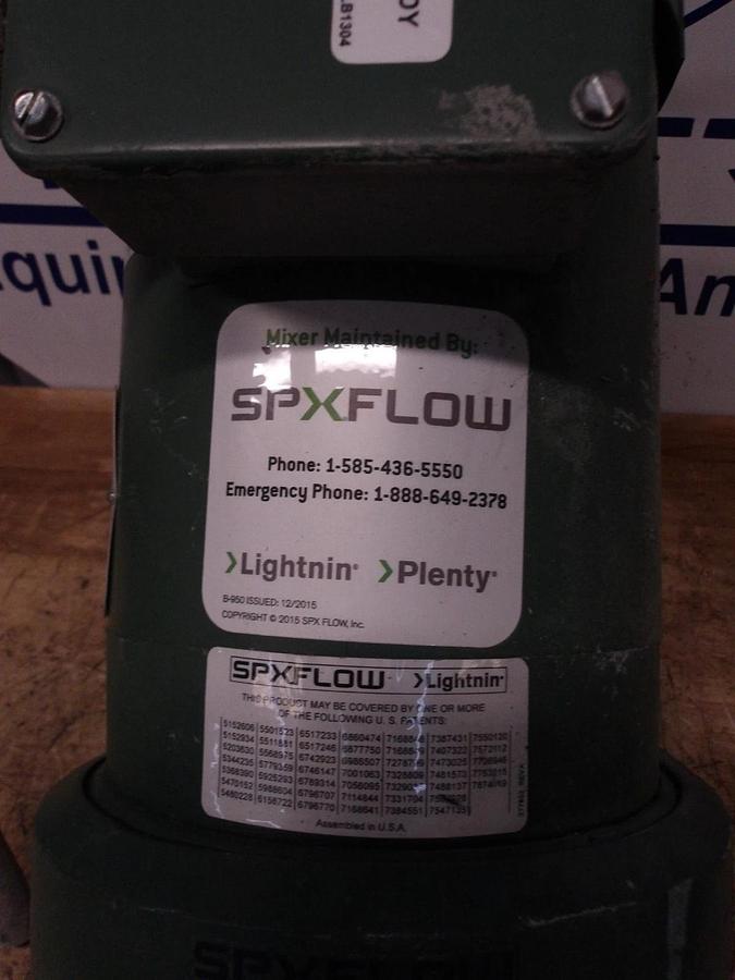 Used SPX 0.3 HP LIGHTNIN MIXER MOTOR, FR 56YZ, 1725 RPM, #213145G USED