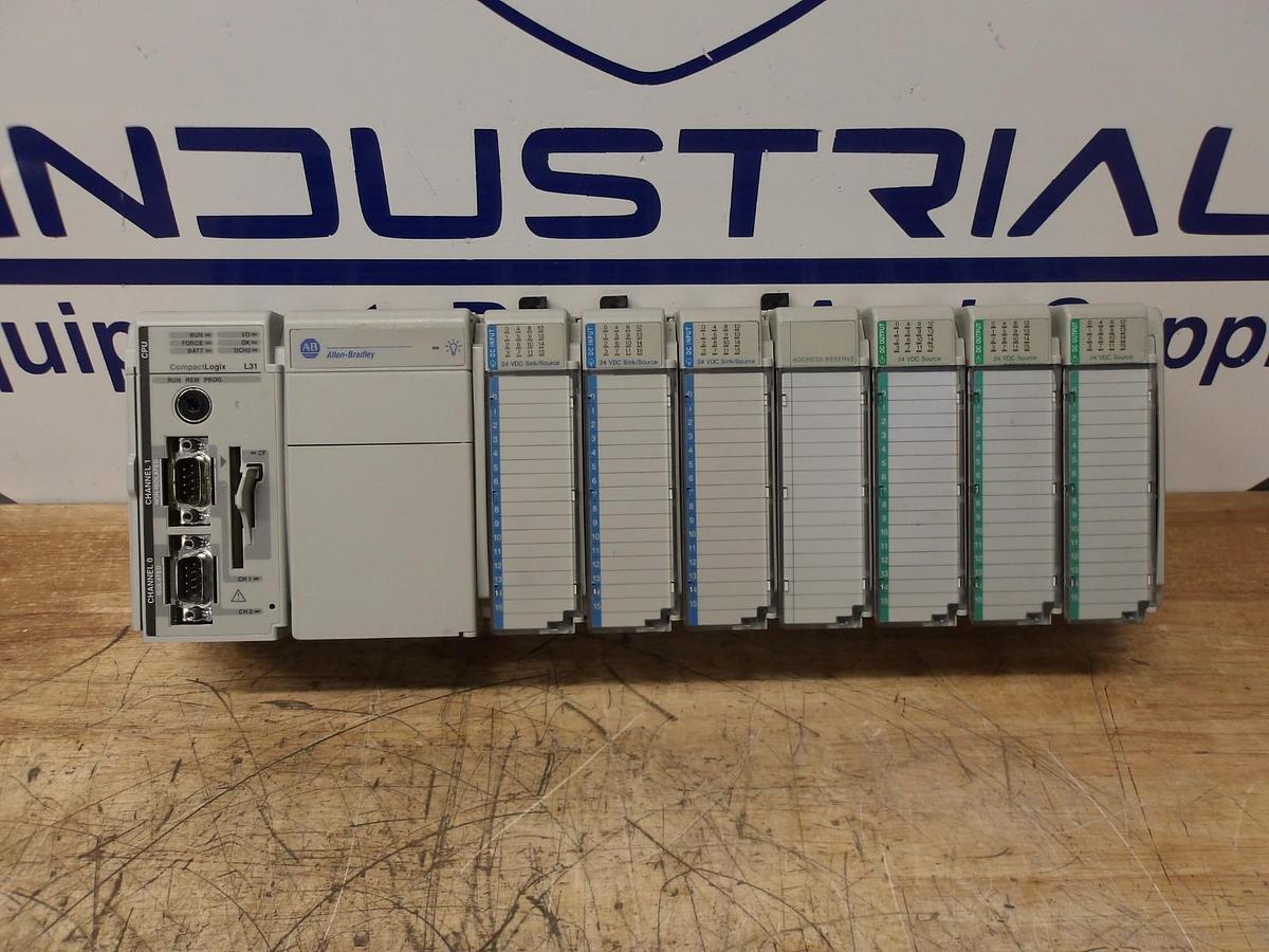 Used ALLEN BRADLEY COMPACT LOGIX L31 RACK & CARDS, #430348G USED