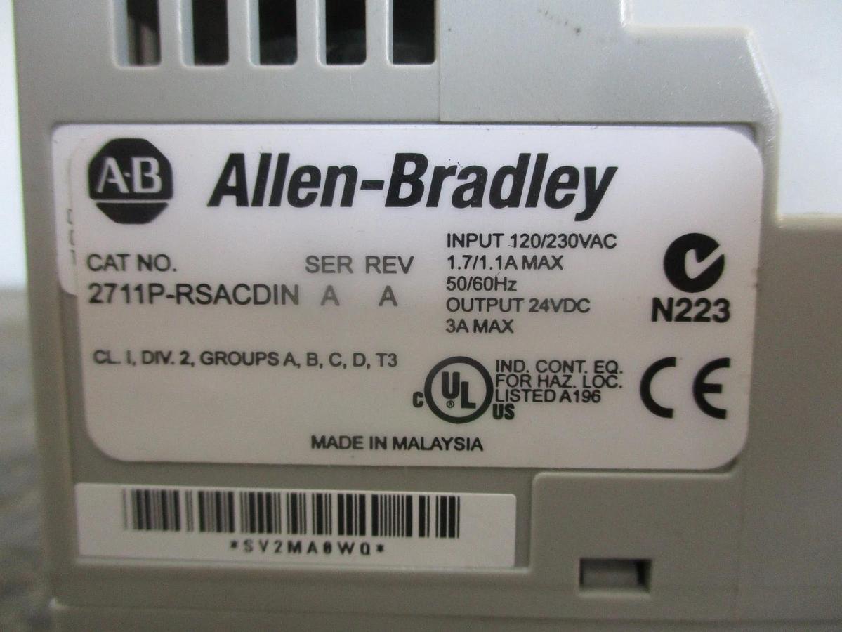 Used ALLEN BRADLEY 2711P-RSACDIN PANELVIEW PLUS 24VDC POWER SUPPLY, #33945J USED