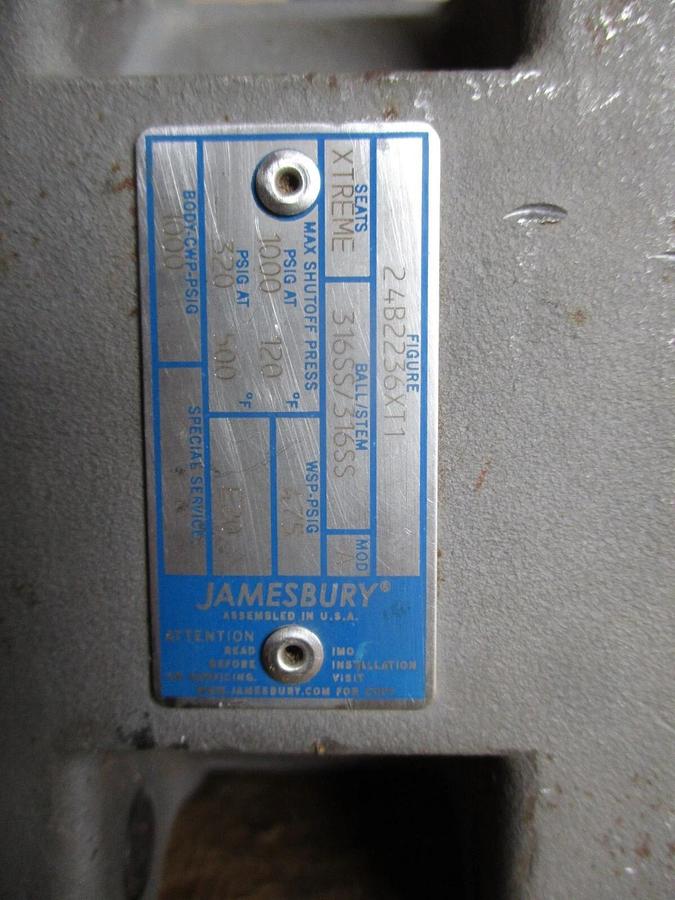 Used JAMESBURY 2" STEEL BALL VALVE, #68955J NEW (WEATHERED)