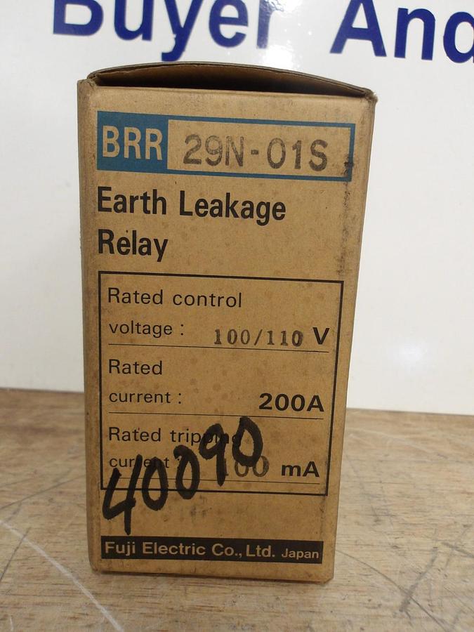 FUJI EARTH BRR29N-01S LEAKAGE RELAY, #521241G NIB