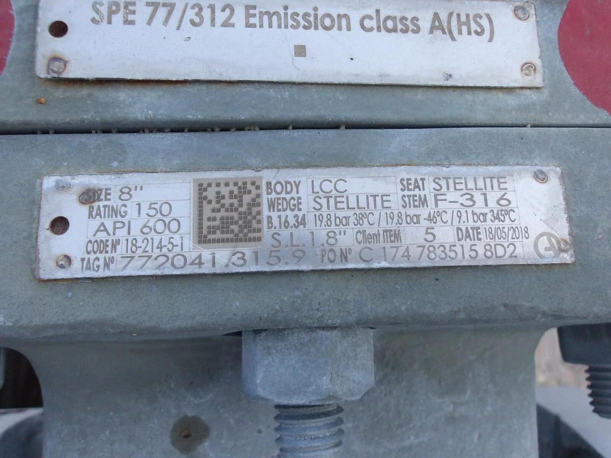 Used POYAM 8" STEEL GATE VALVE, #813830G NEW
