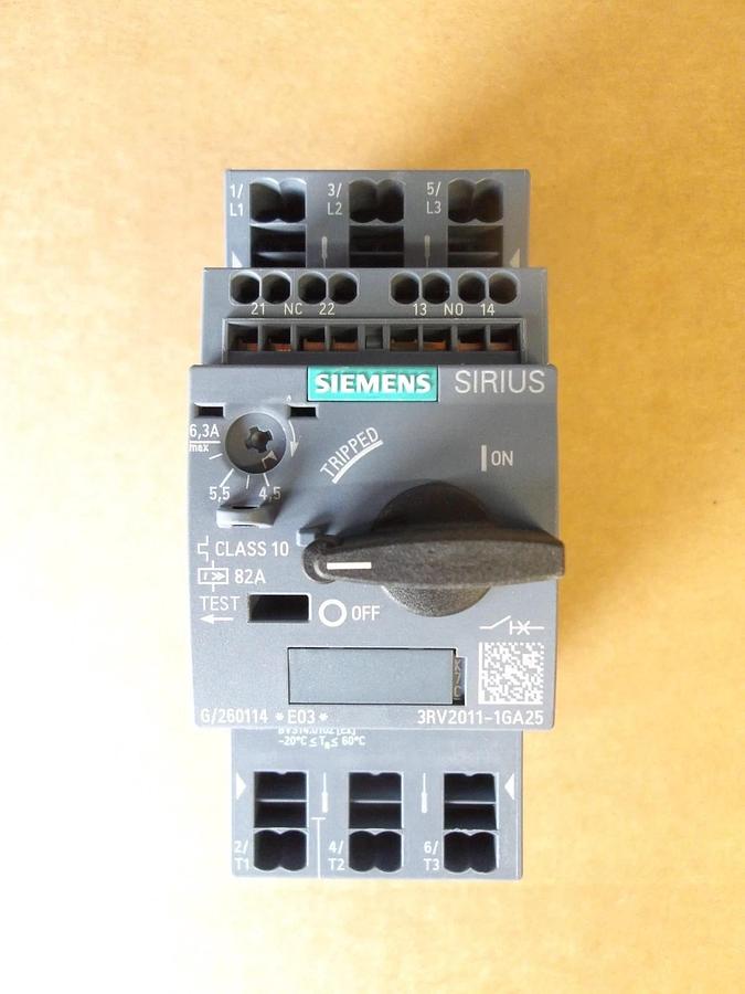SIEMENS 3RV2011-1GA25 CIRCUIT BREAKER 4.5/6.3 AMP, #113141G NIB