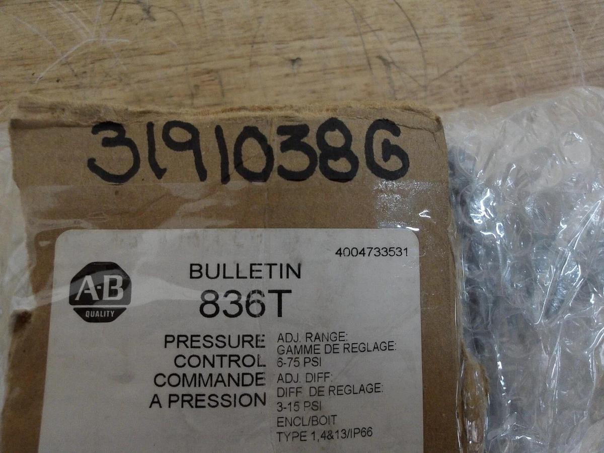 ALLEN BRADLEY 836T-T252JXP PRESSURE CONTROL SWITCH, #3191038G NIB