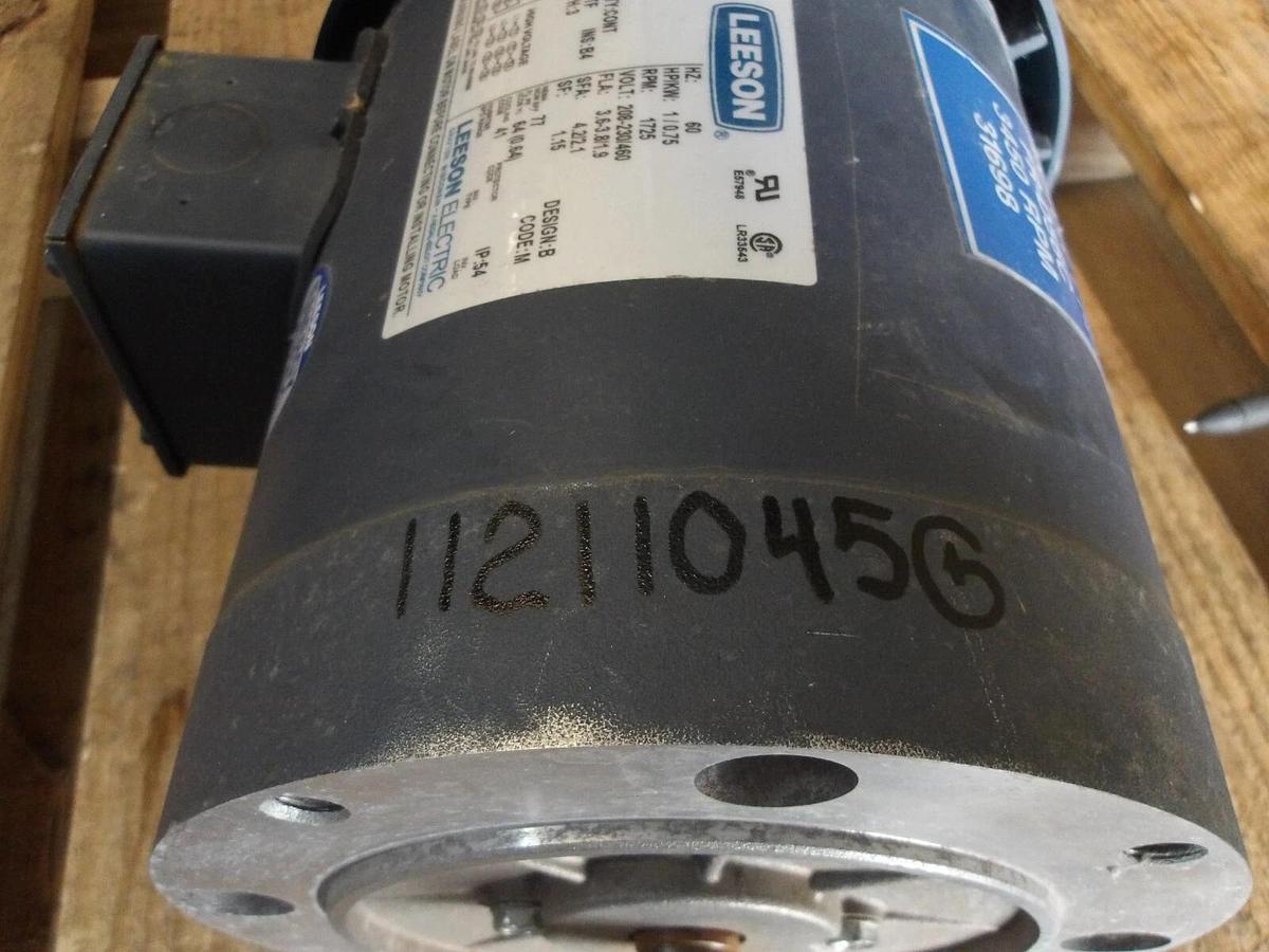 Used LEESON 1 HP MOTOR, FR 56C, 1725 RPM, 208-230/460 V, #11211045G NEW
