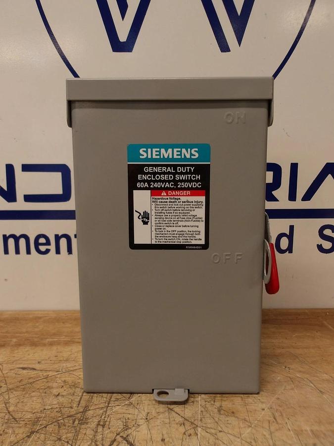 Used SIEMENS 60 AMP ENCLOSED SWITCH, 220AC-250DC V, #512953G NEW