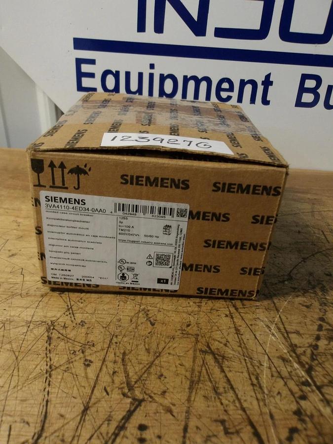 SIEMENS 100 AMP BREAKER 3VA4110-4ED34-0AA0, #123927G NIB