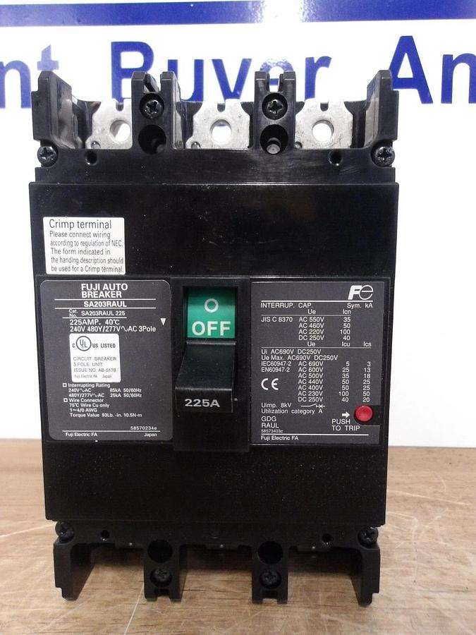 FUJI 225 AMP SA BREAKER SA203RAUL, #2251005G NIB