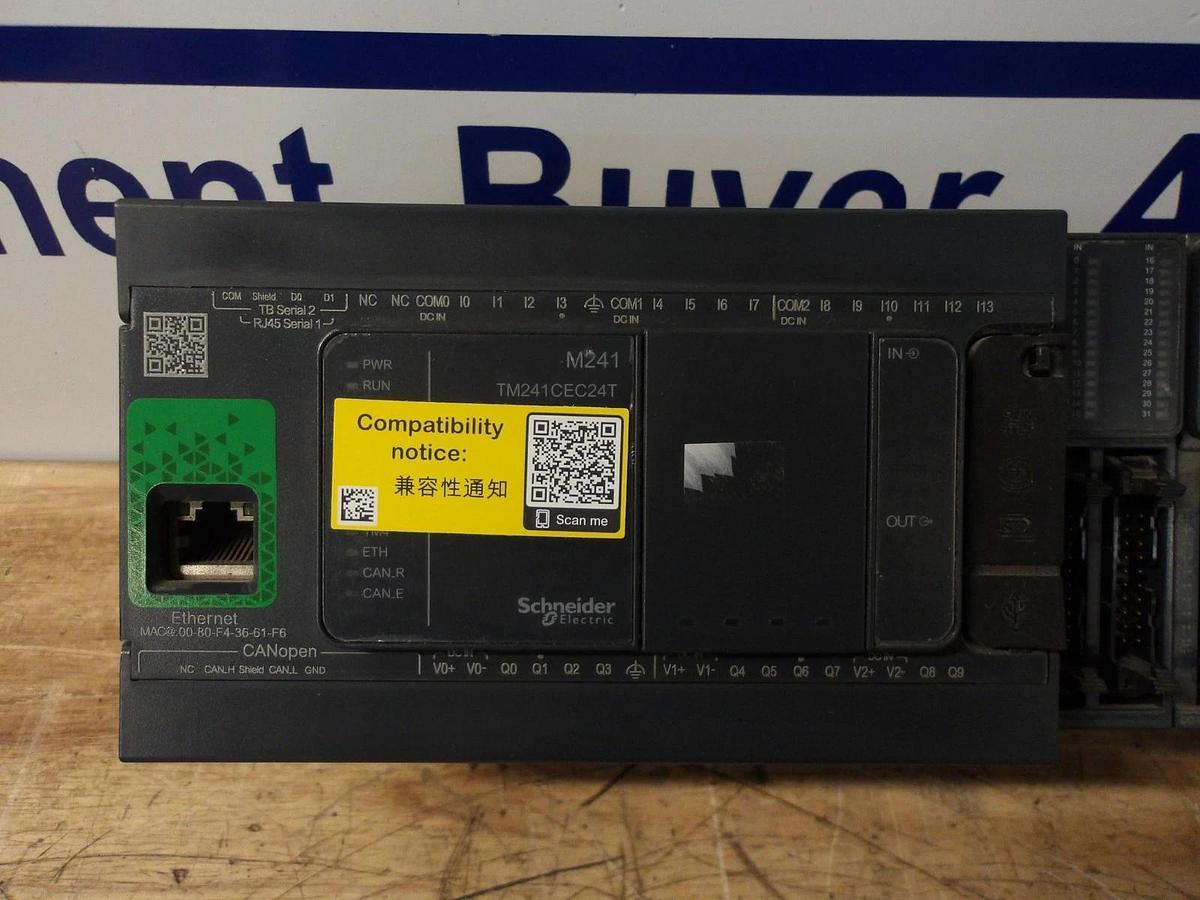 Used SCHNEIDER MODICON TM241CEC24T LOGIC CONTROLLER & 7 CARDS, #331135G USED