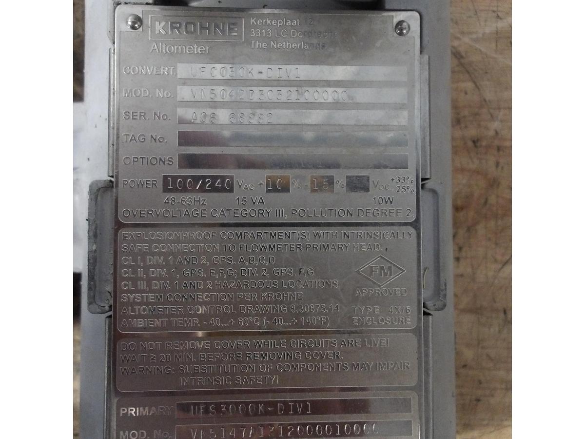 Used KROHNE VN5042D3032100000 MASS FLOW TUBE 2"