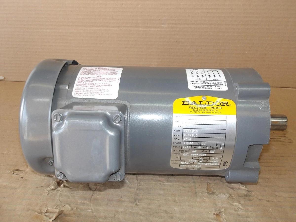 Used BALDOR 2 HP INDUSTRIAL MOTOR, FR 143TC, 3450 RPM, 230/460 V, #81330G NEW