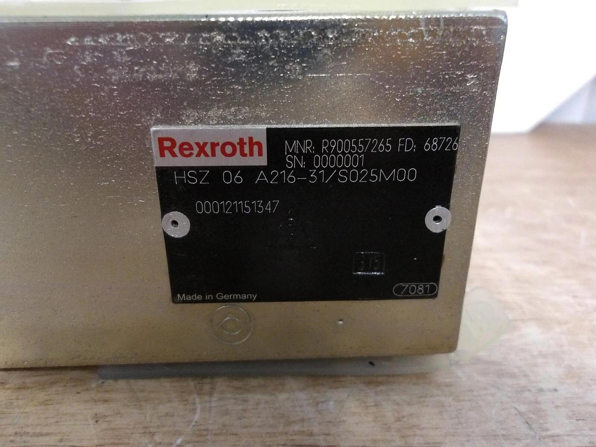 Used REXROTH HSZ 06 A216-31/S025M0G PRESSURE CONTROL VALVE, #331135G NEW