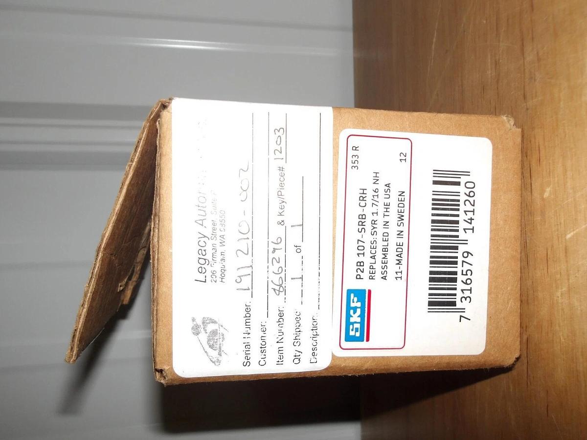 SKF 1-3/8" PILLOW BLOCK BEARING P2B-107-SRB-CRN, #1241015G NIB