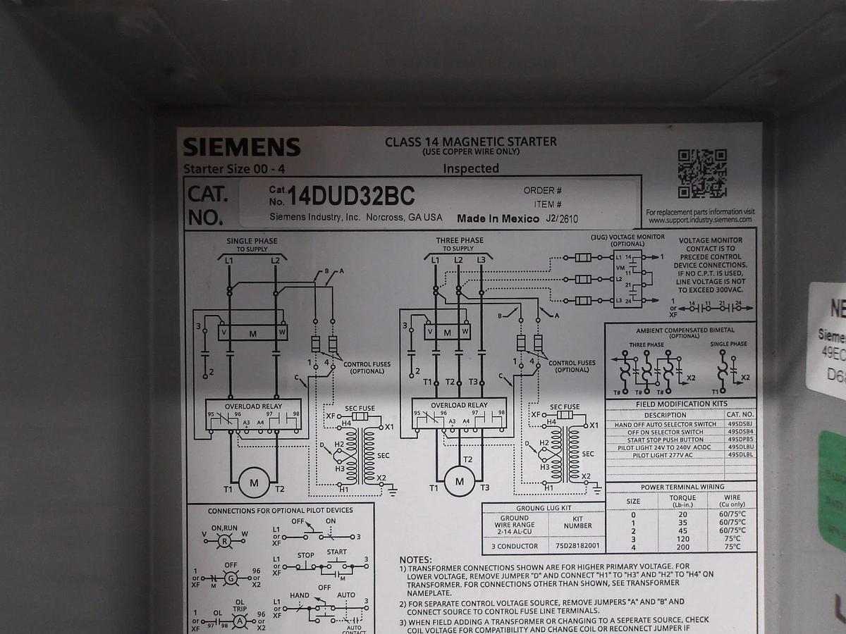 Used SIEMENS SIZE 1 MOTOR STARTER 3/10 HP, #617253G NEW