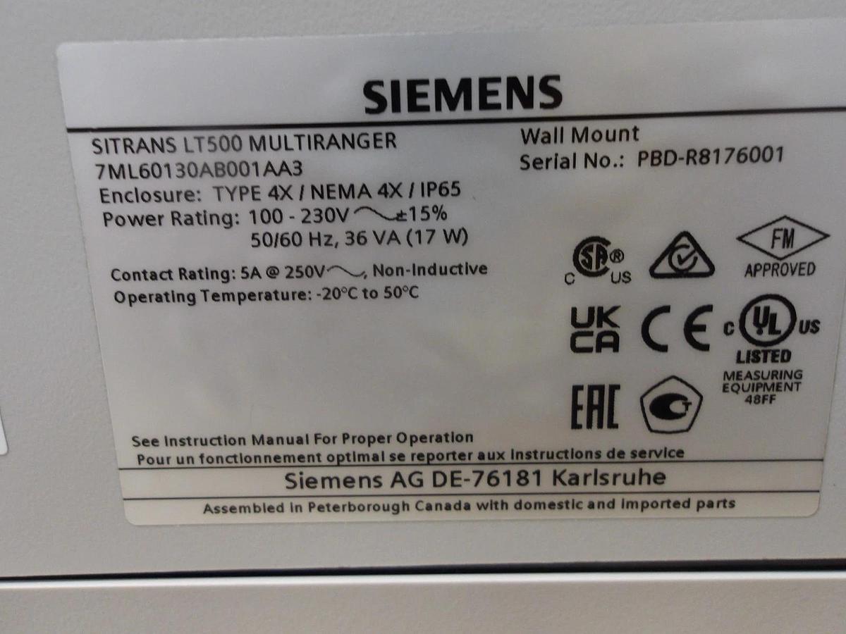 Used SIEMENS LR150 RADAR LEVEL TRANSMITTER & CONTROLLER, #71922G USED