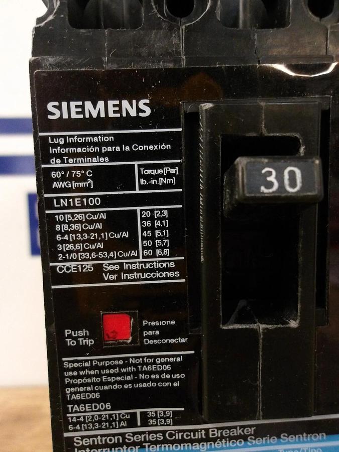 Used SIEMENS SENTRON 30 AMP BREAKER 240 V, #77119G NEW