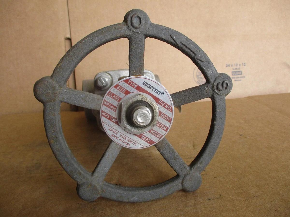 Used WARREN 1-1/2" STAINLESS GATE VALVE (SOCKET WELD), #4161216J NEW