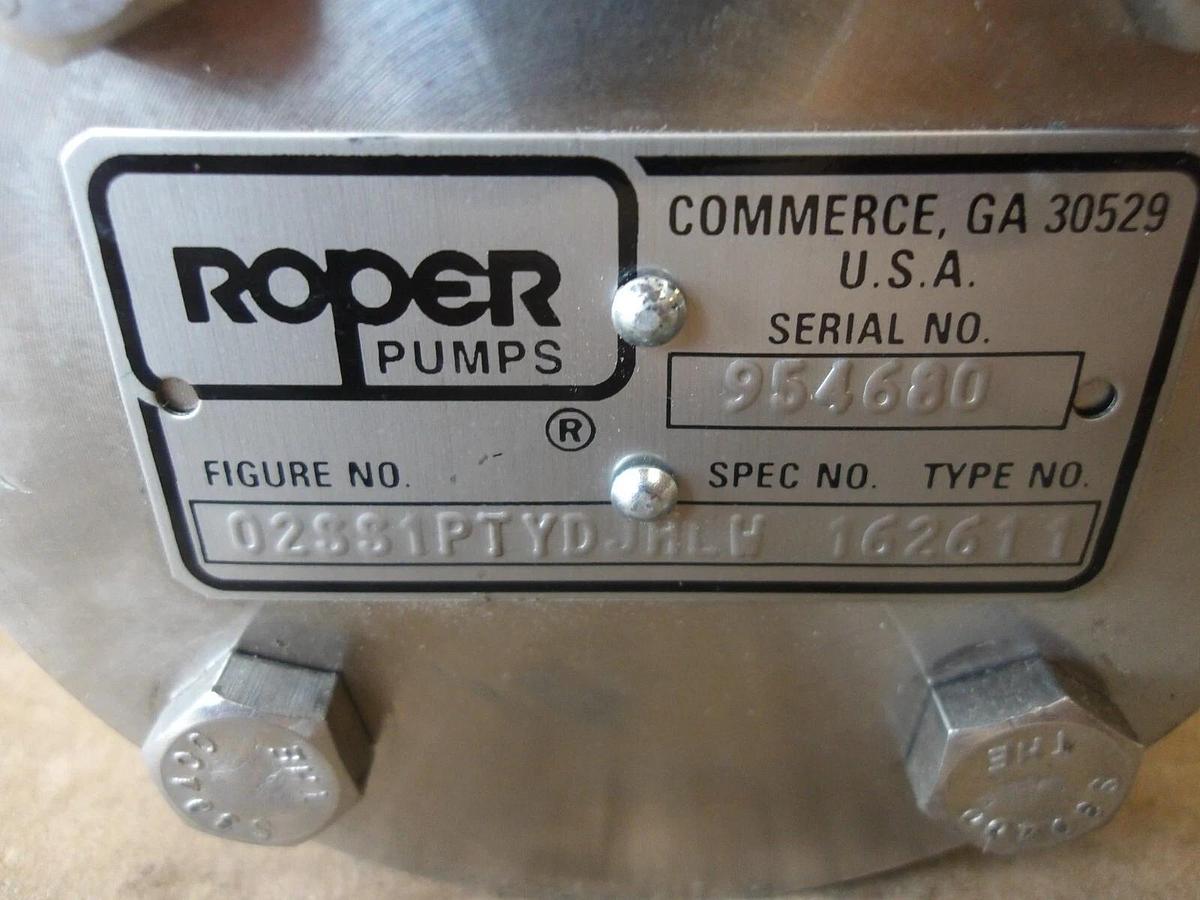 Used ROPER 02SS1PTYDJHLW GEAR PUMP 162611 S/S BODY, #7301100G NEW