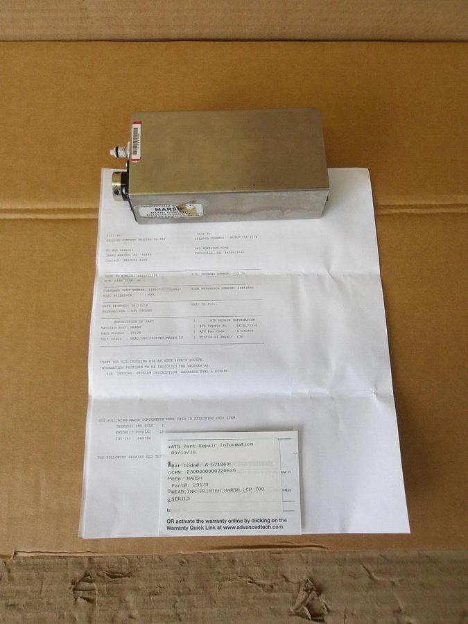 Used MARSH 2S129 PRINTER HEAD 700 SERIES, #94750G REMANUFACTURED