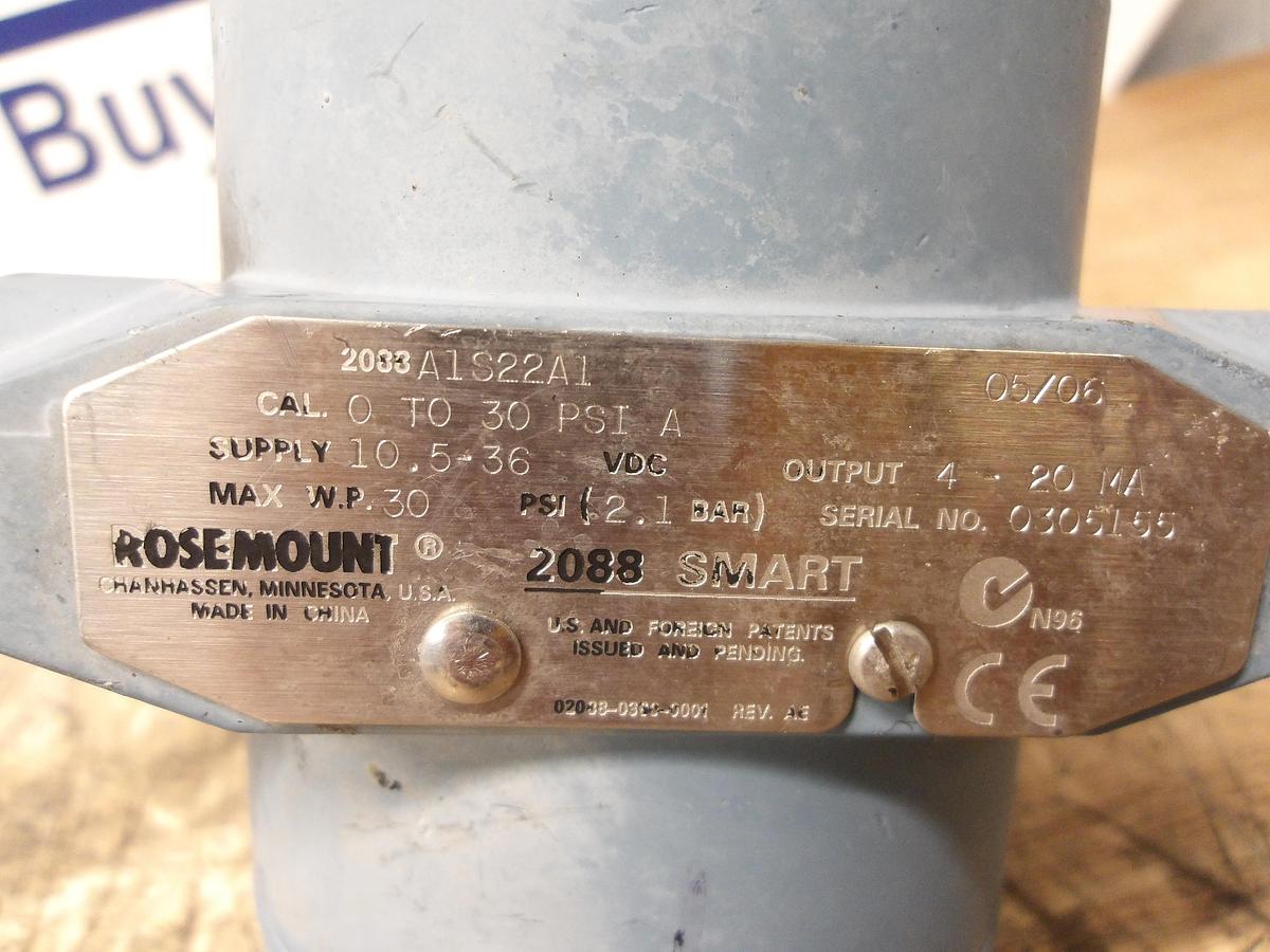 Used ROSEMOUNT 2088A1S22A1 PRESSURE TRANSMITTER