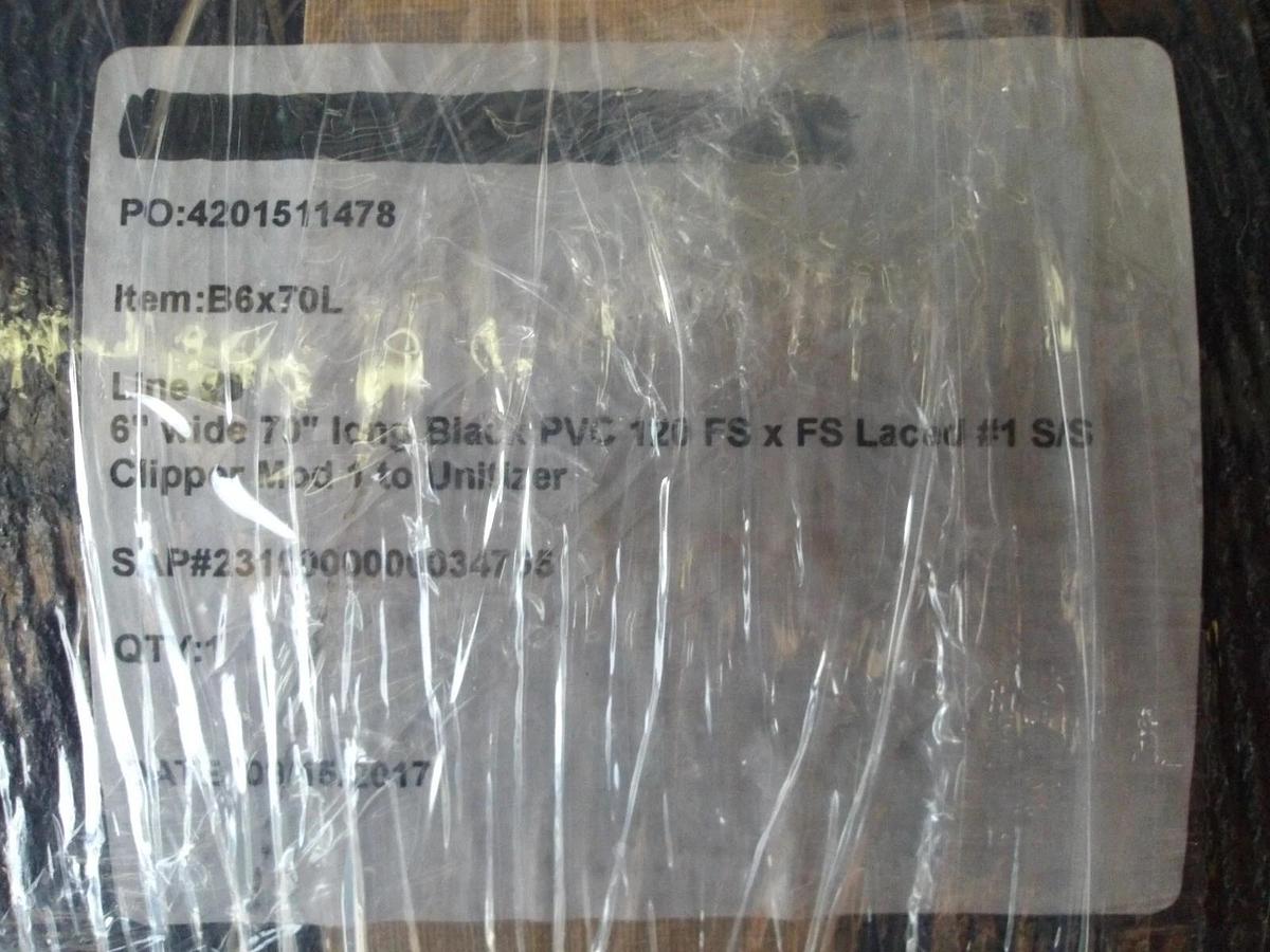 Used CONVEYOR BELTING LACED S/S ENDS B6X70L, 70" X 6", #830247G NEW