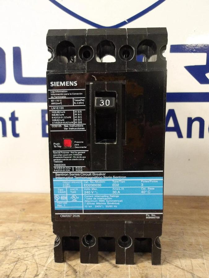 Used SIEMENS SENTRON 30 AMP BREAKER 240 V, #77119G NEW
