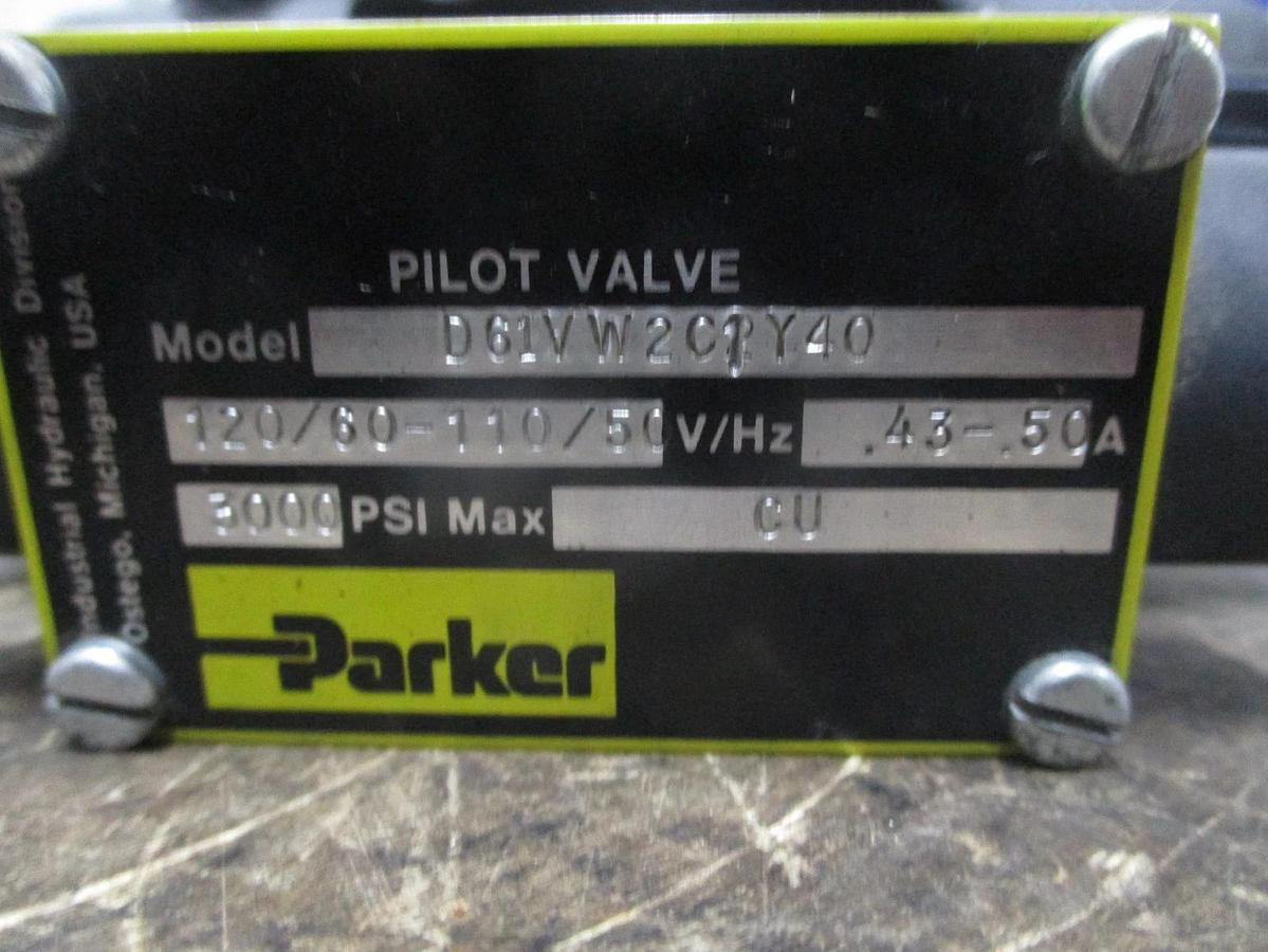 Used PARKER D61VW2C1Y40 HYDRAULIC DIRECTIONAL CONTROL VALVE, #8261029J USED