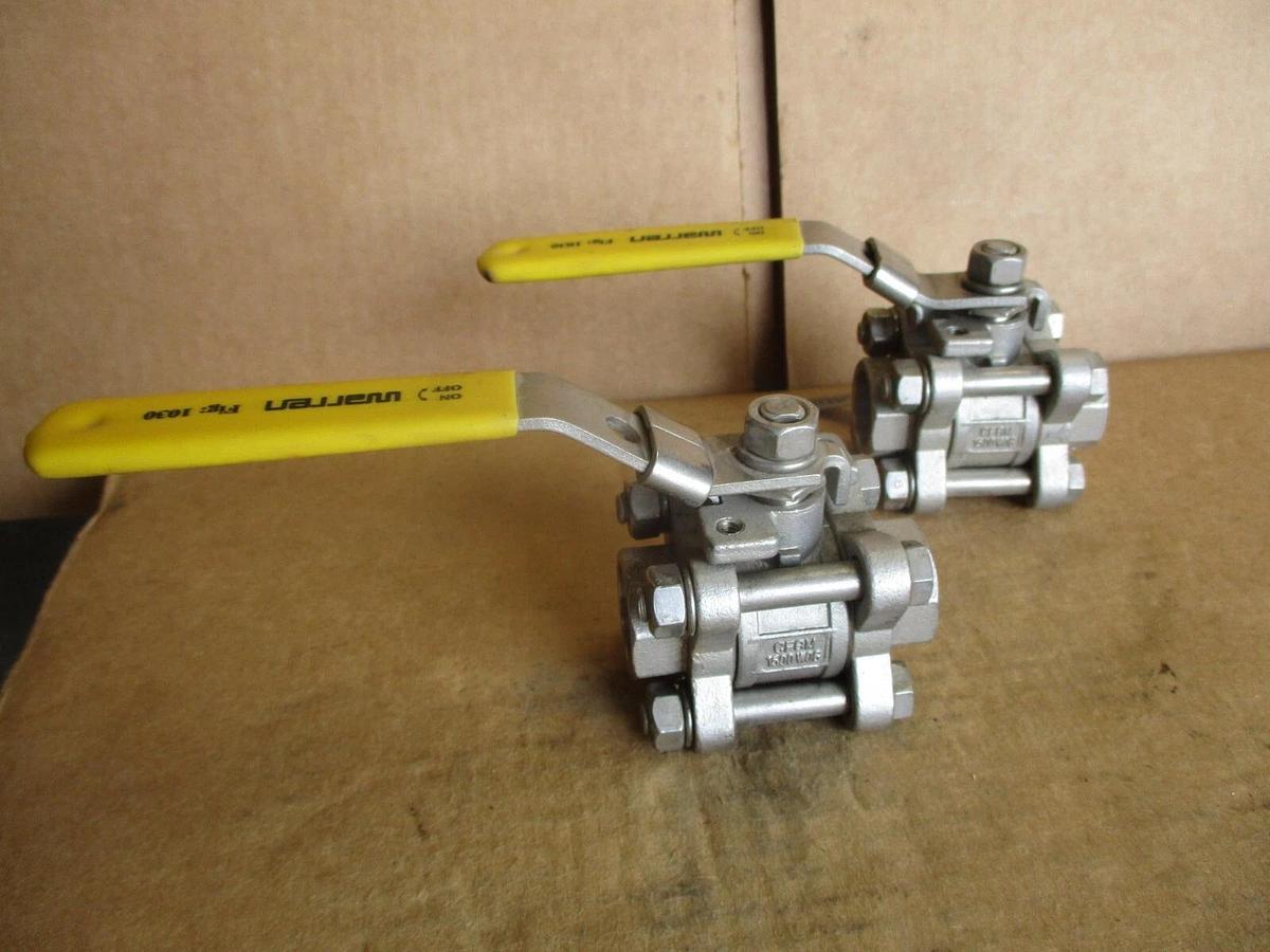 Used WARREN 1/2" STAINLESS BALL VALVE (SOCKET WELD) (LOT OF 2), #4161211J NEW