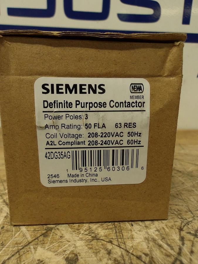 SIEMENS 42DG35AG DEFINITE PURPOSE CONTACTOR, 208-220-240 V, #630305G NIB